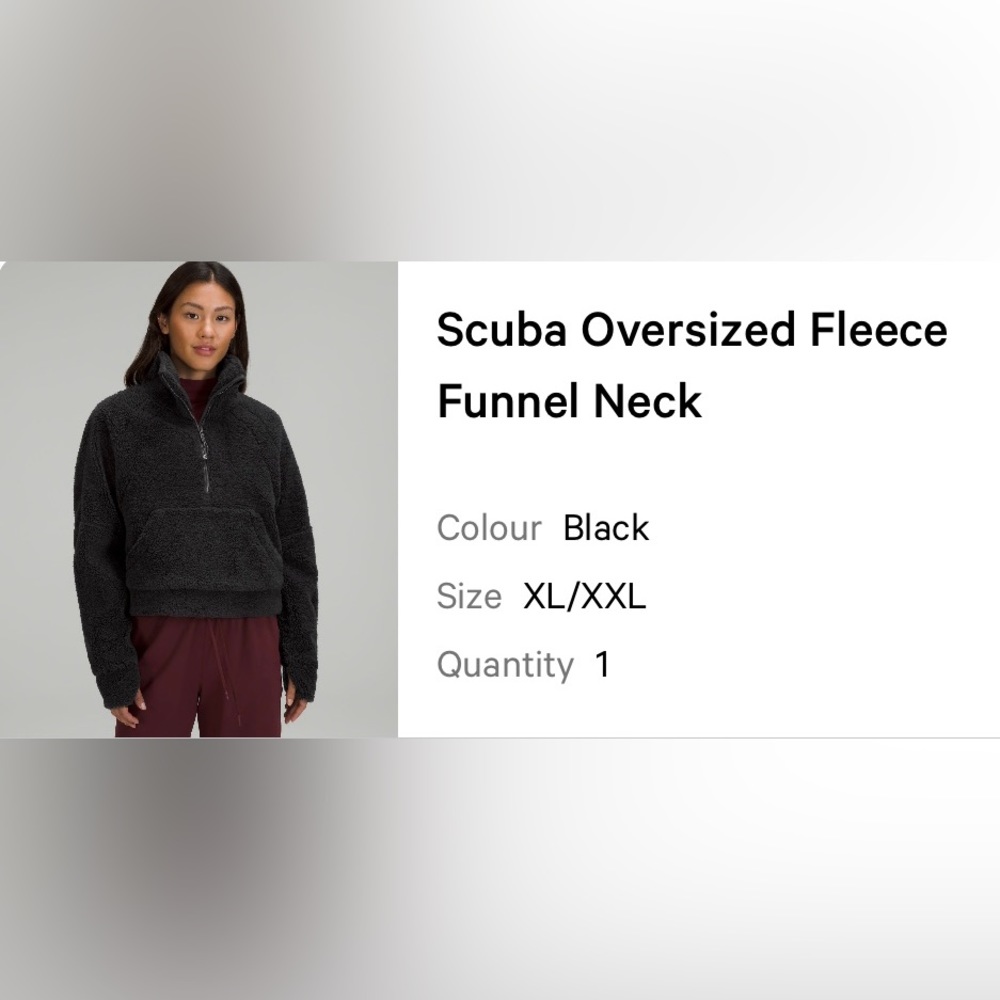 LULULEMON SCUBA OVERSIZED FLEECE FUNNEL NECK BLACK XL/XXL